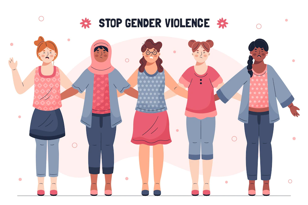 Girls protesting against gender violence during 16 days of activism
